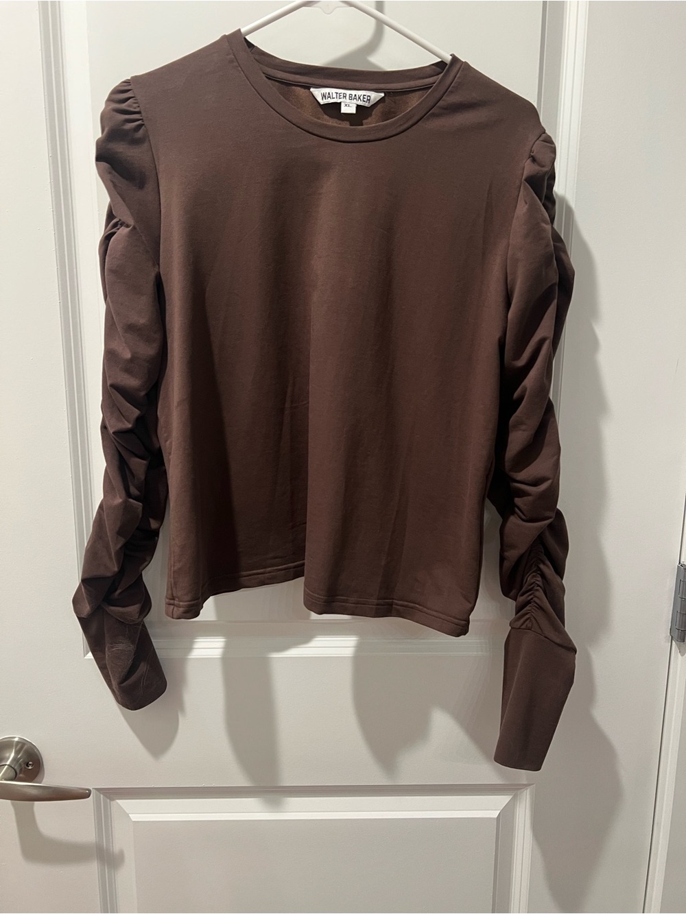 Walter Baker Brown Long-Sleeve Ruched-Sleeve Tee